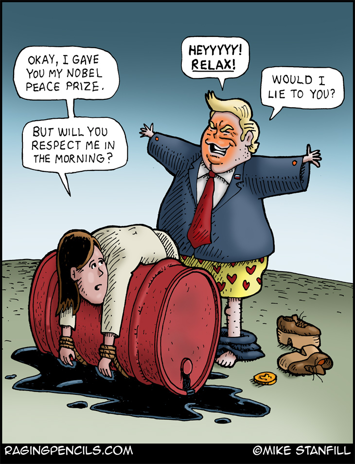 The progressive comic about maria machado giving her nobel peace prize to trump