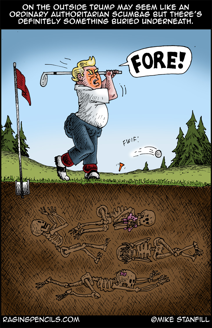 The progressive comic about how girls being buried on Epstein golf courses.