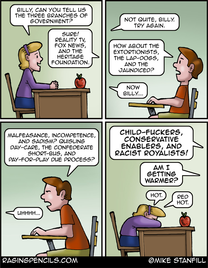 The progressive comic about the new three branches of Trump's fascism.