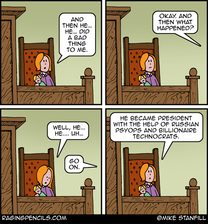 The progressive comic about the nexus of pedophilia and the presidency.