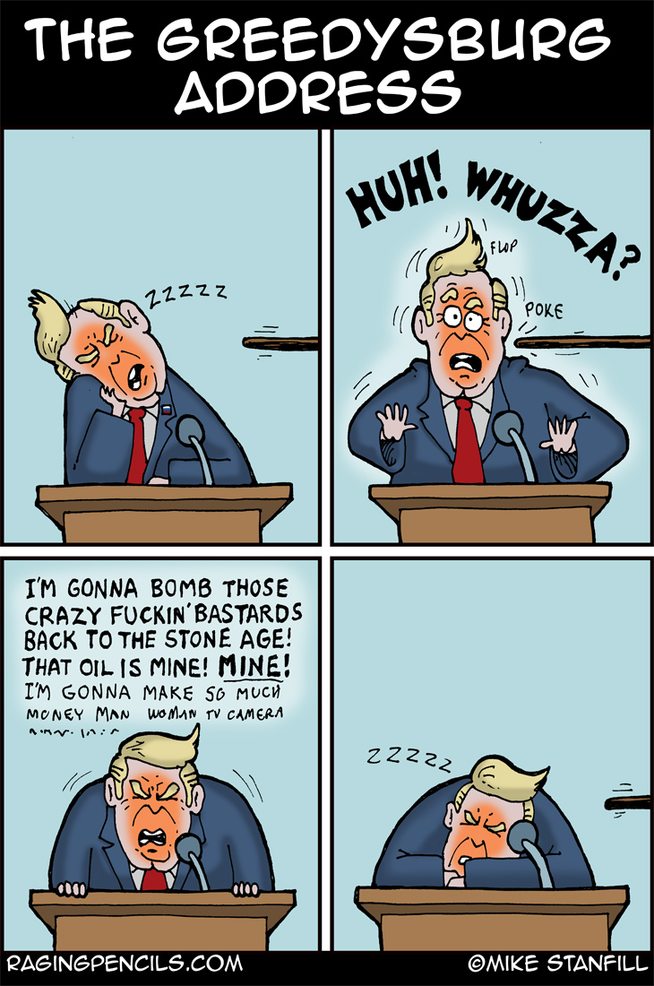 The progressive comic about Trump stealing everything he can get his cheap, greasy, criminal hands on