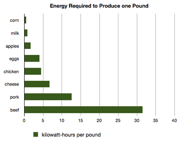 energy to produce one pound of food