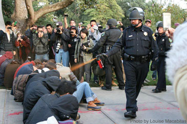 spraying UC david students with tear gas