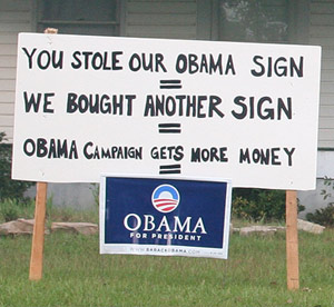 stolen obama signs